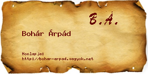 Bohár Árpád névjegykártya